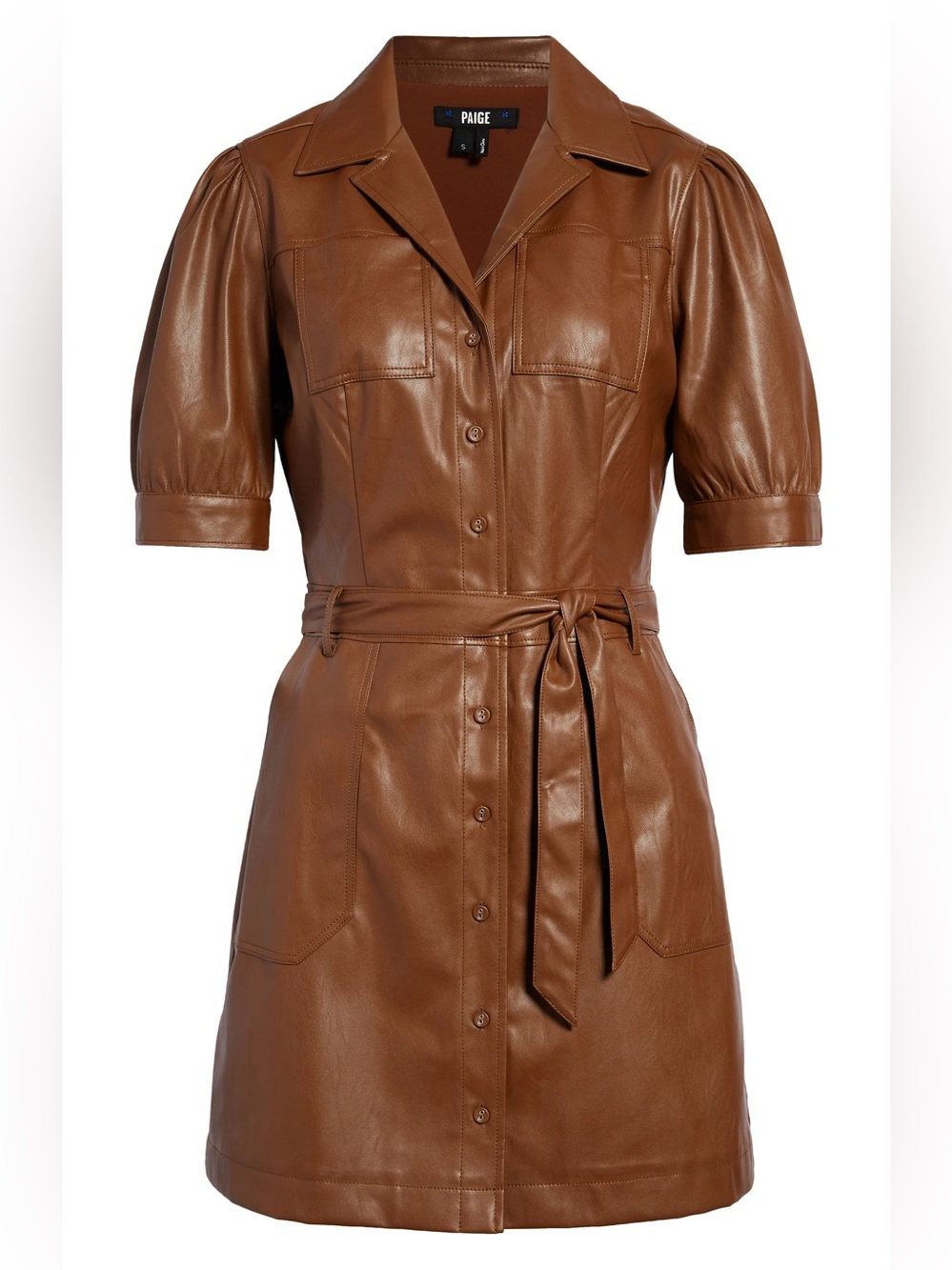 PAIGE Mayslie Faux Leather Dress Brown